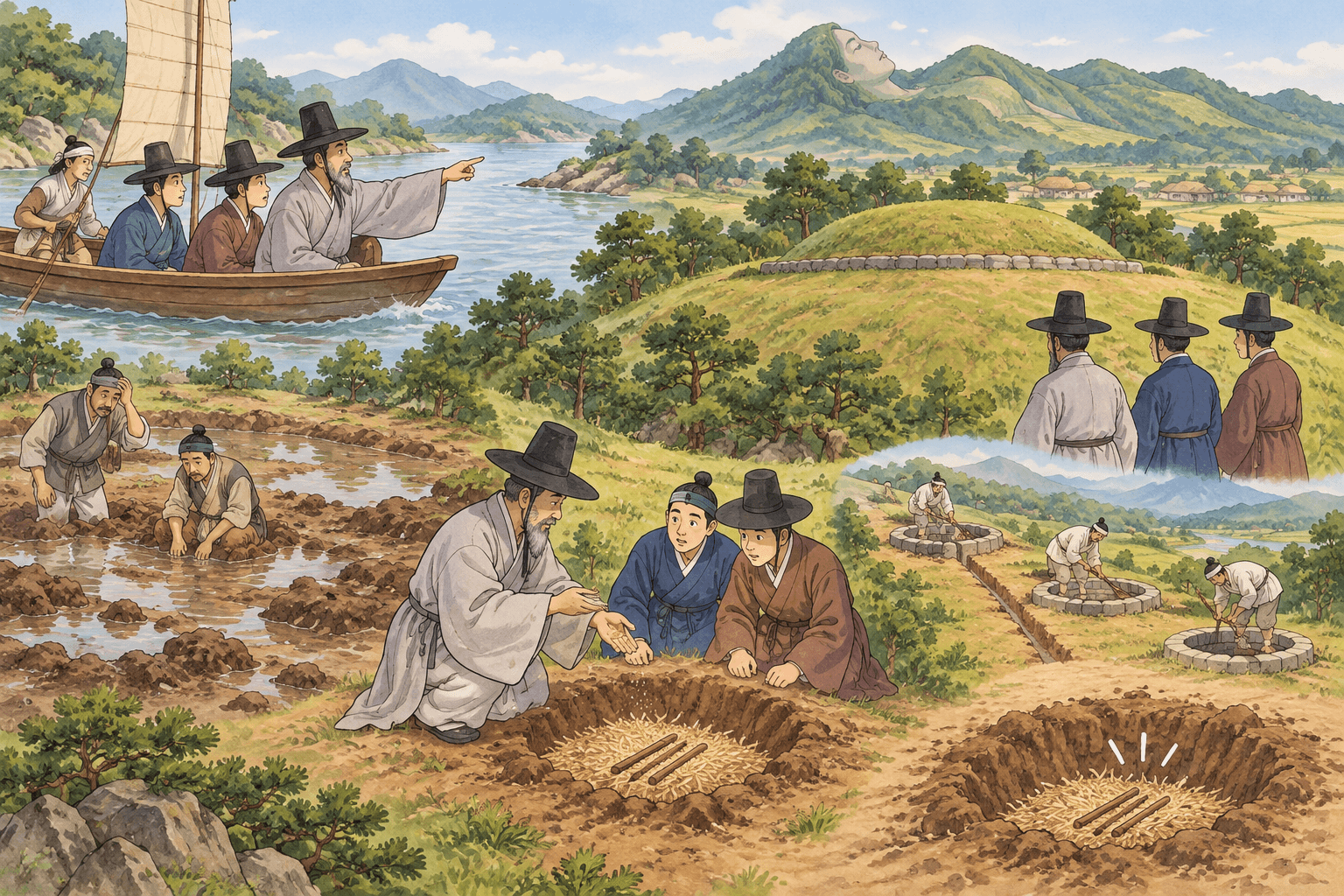 미녀가 누운 자리라는 마을, 익장 - 이야기를 바탕으로 한 삽화