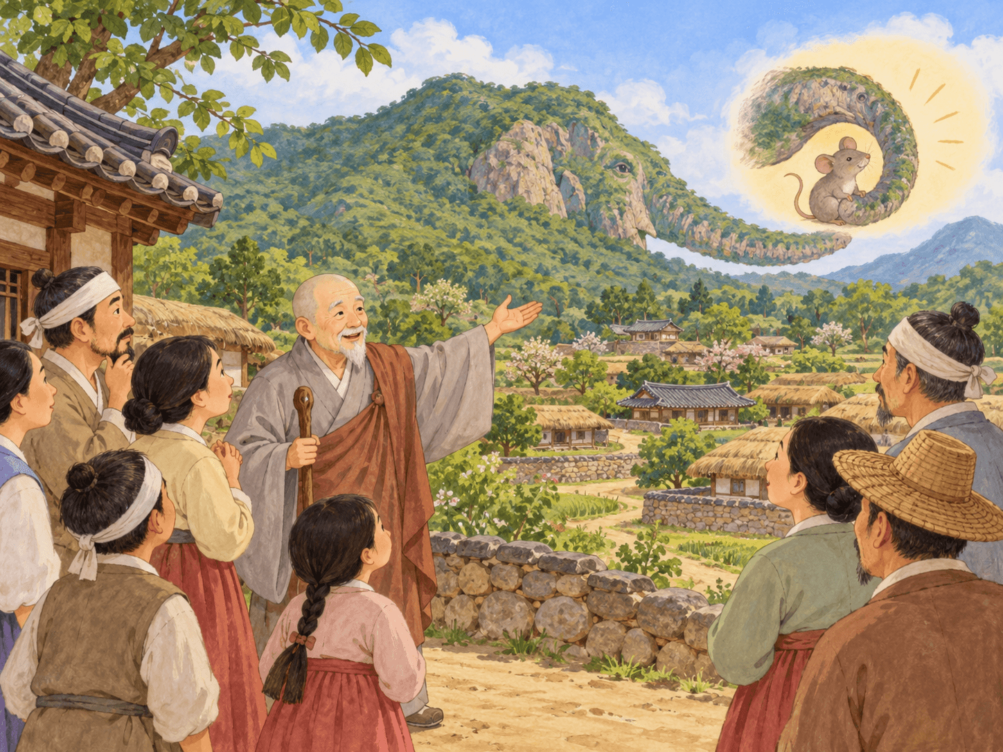 코끼리 코 위 마을, 이름을 바꿔 위기를 넘긴 서유재 - 이야기를 바탕으로 한 삽화