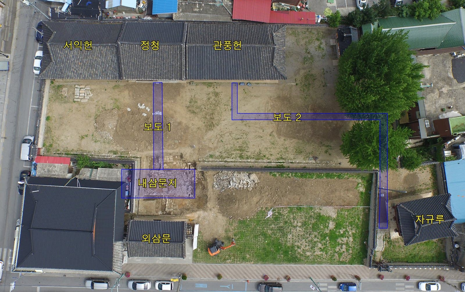 영월부 관아 관풍헌 및 자규루 — 항공사진