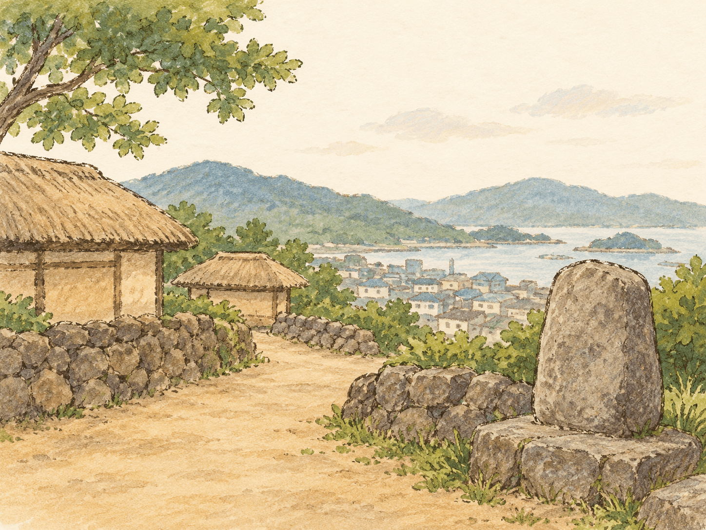 우암동 소막마을 - 장소 설명을 바탕으로 한 삽화