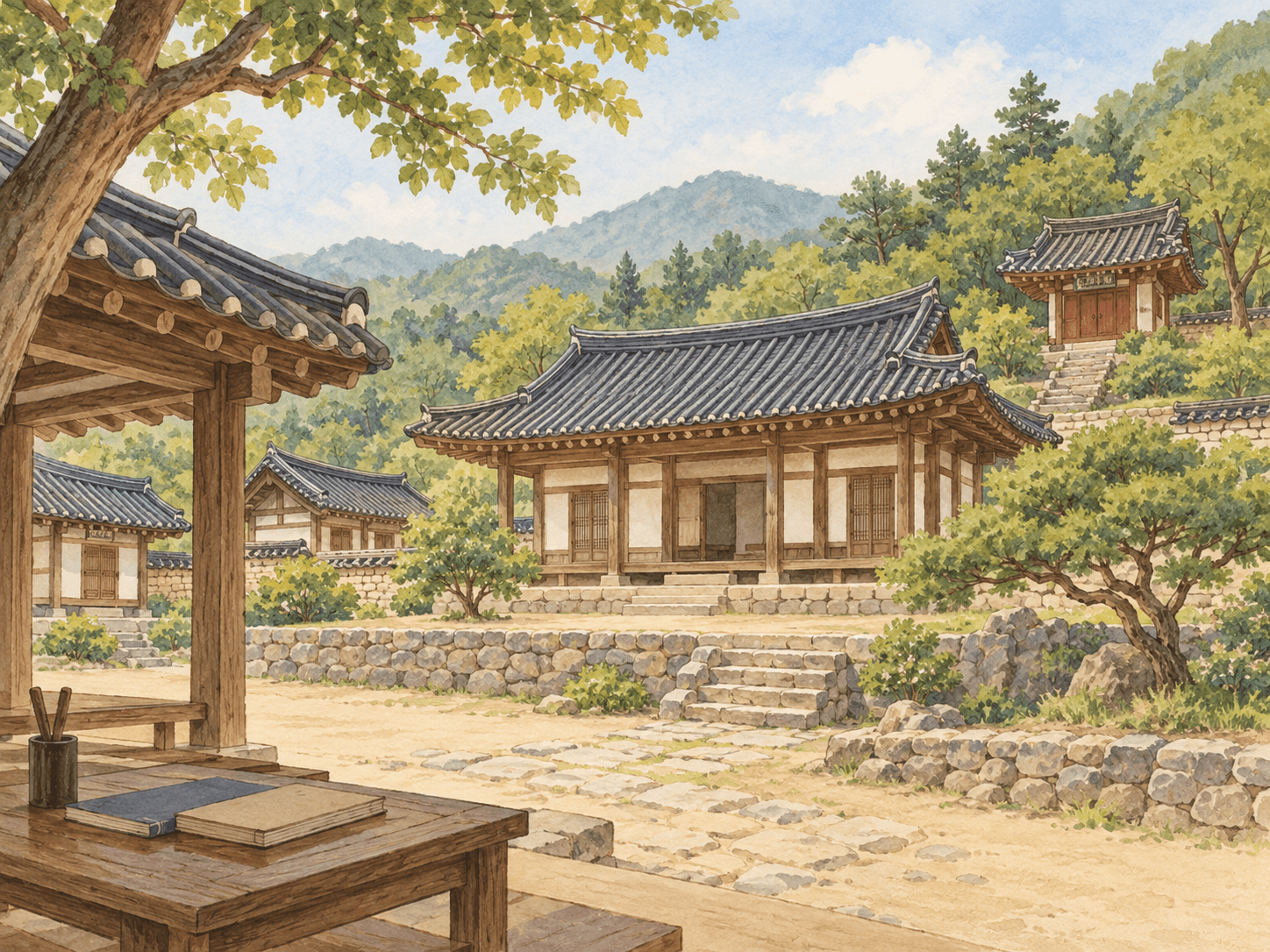 월봉서원 - 장소 설명을 바탕으로 한 삽화
