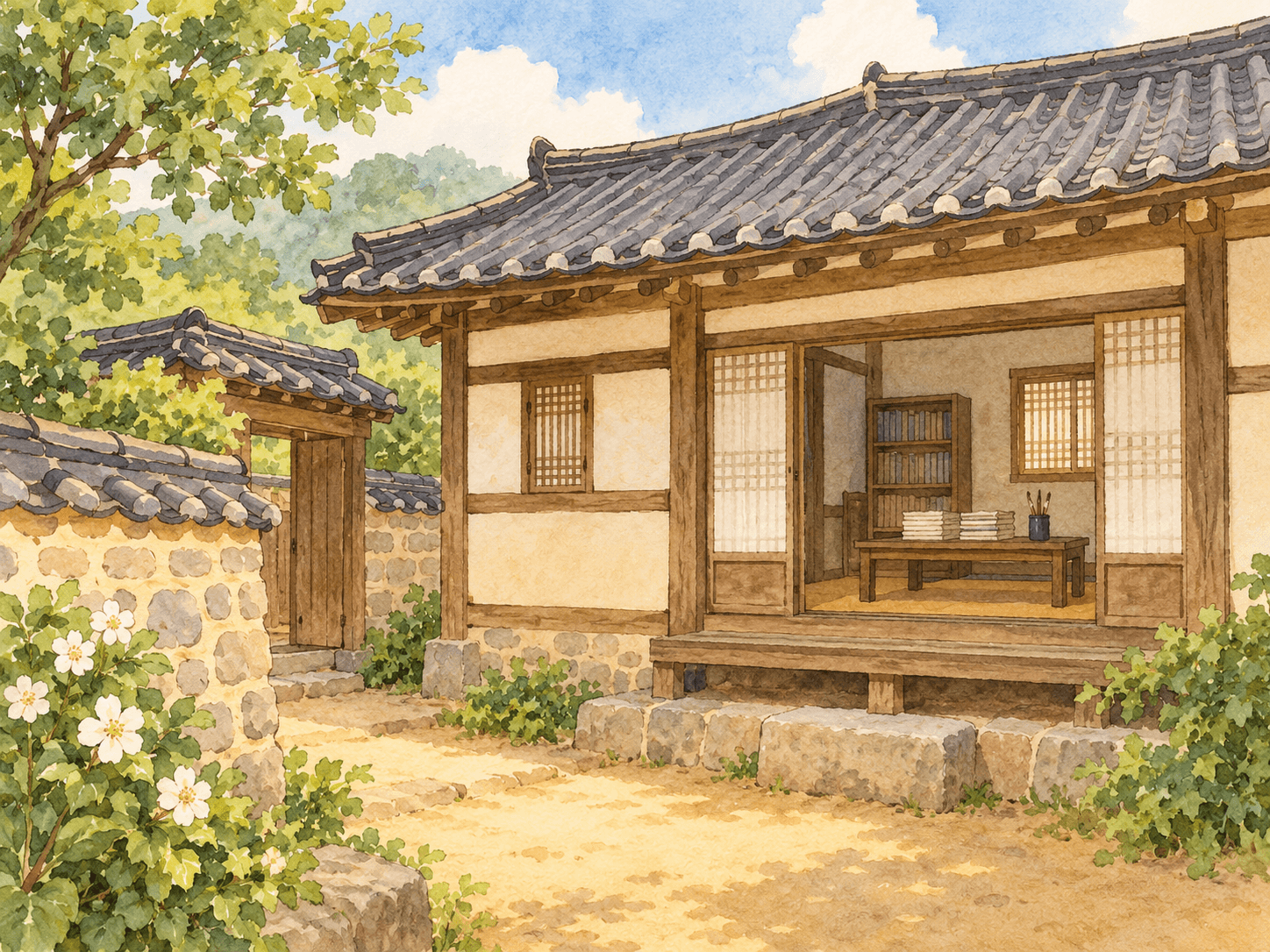 윤동주 유고 보존 정병욱 가옥 - 장소 설명을 바탕으로 한 삽화