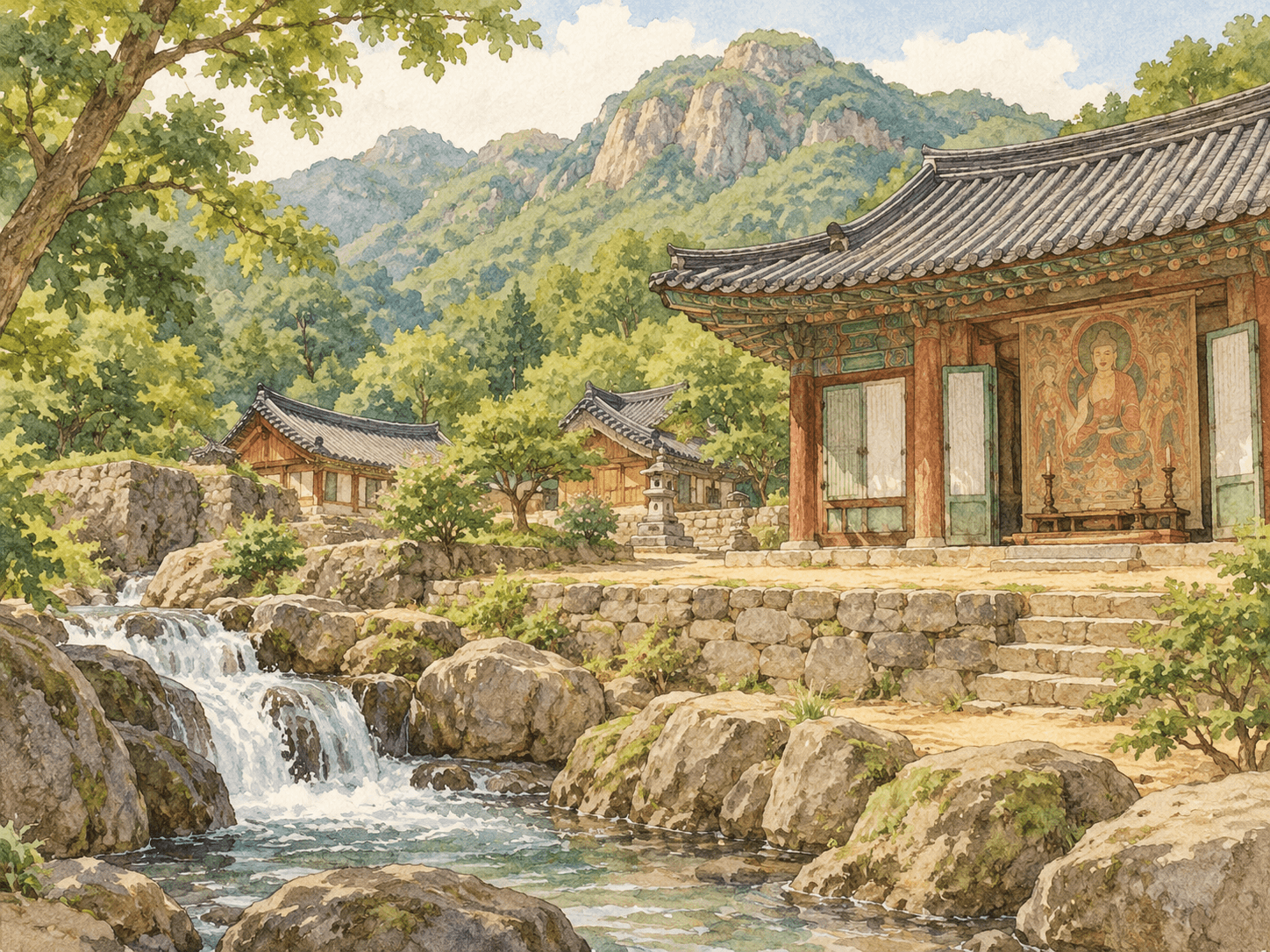 도림사 - 장소 설명을 바탕으로 한 삽화