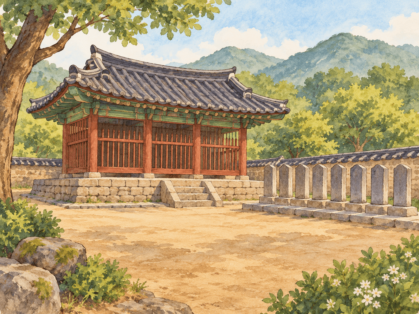 팔열부정각 - 장소 설명을 바탕으로 한 삽화