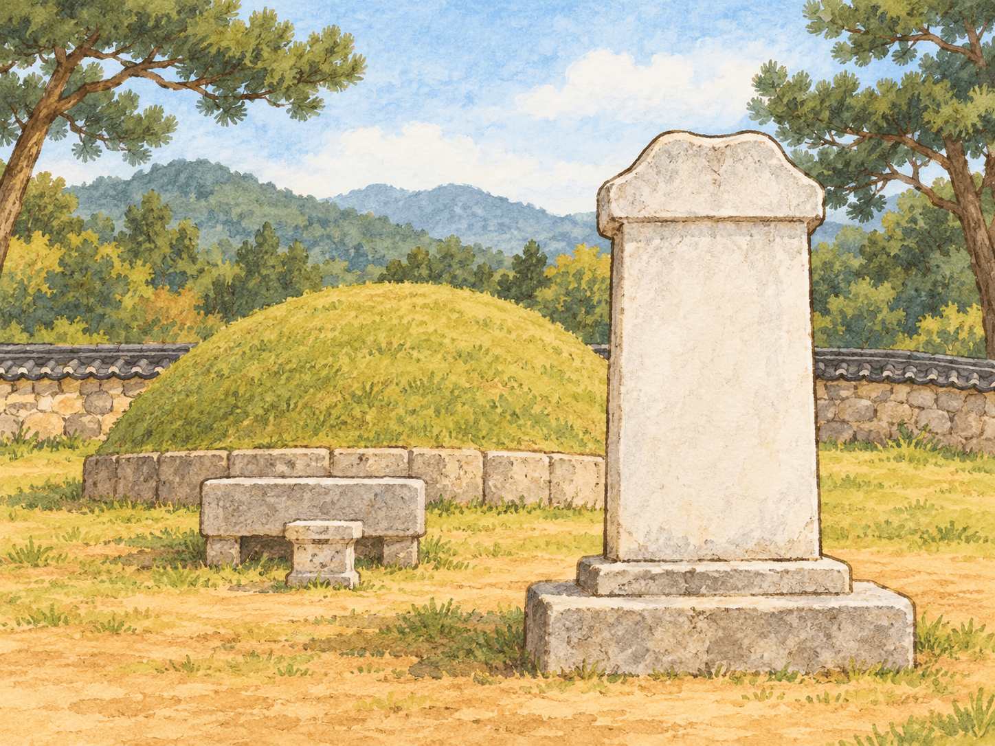 장성 박수량 백비 - 장소 설명을 바탕으로 한 삽화