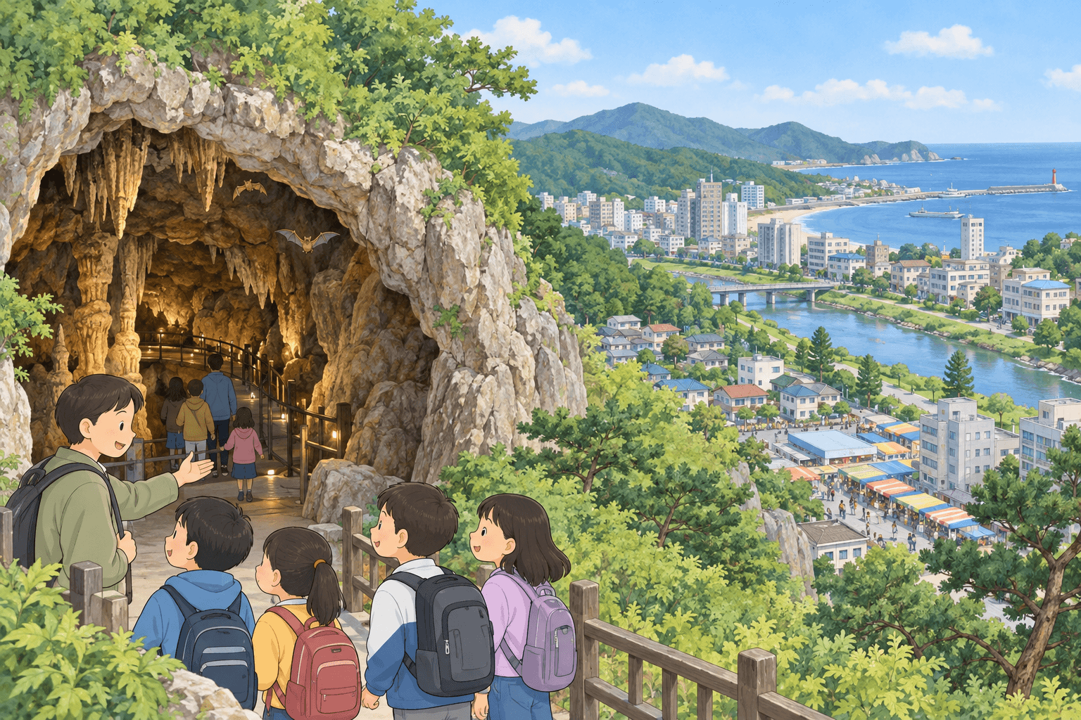 천곡동굴과 도시 한가운데 자연 - 이야기를 바탕으로 한 삽화