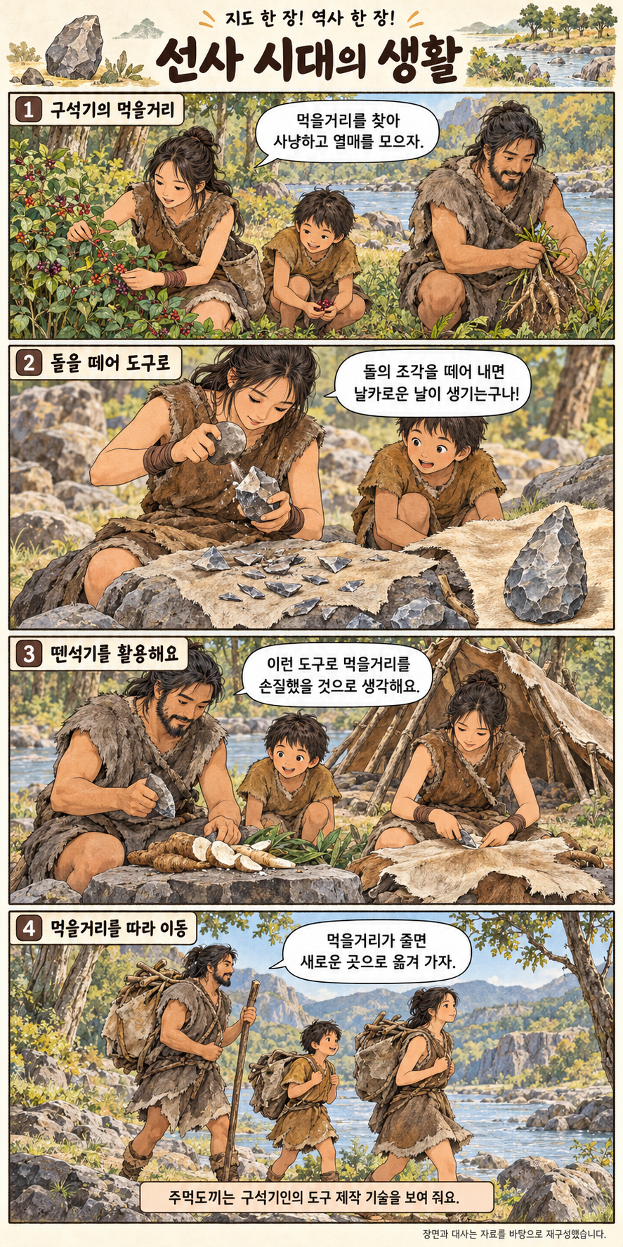 선사 시대의 생활 4컷 학습만화