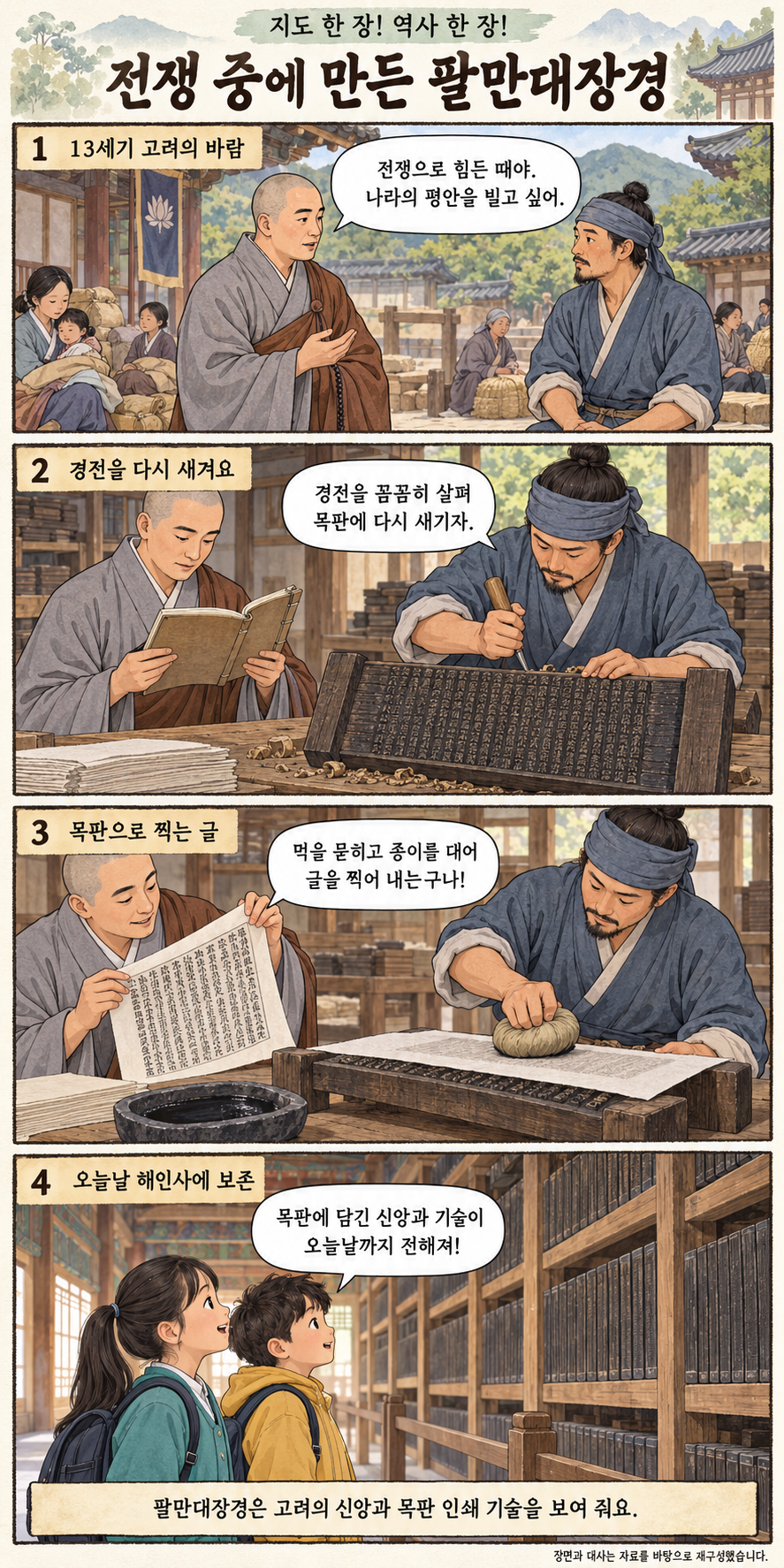 전쟁 중에 만든 팔만대장경 4컷 학습만화