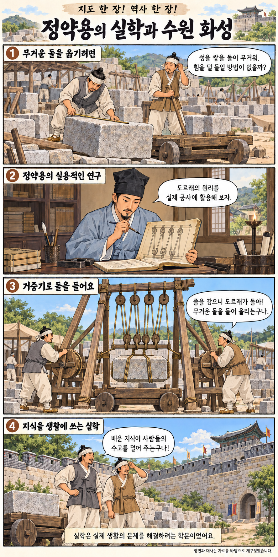 정약용의 실학과 수원 화성 4컷 학습만화