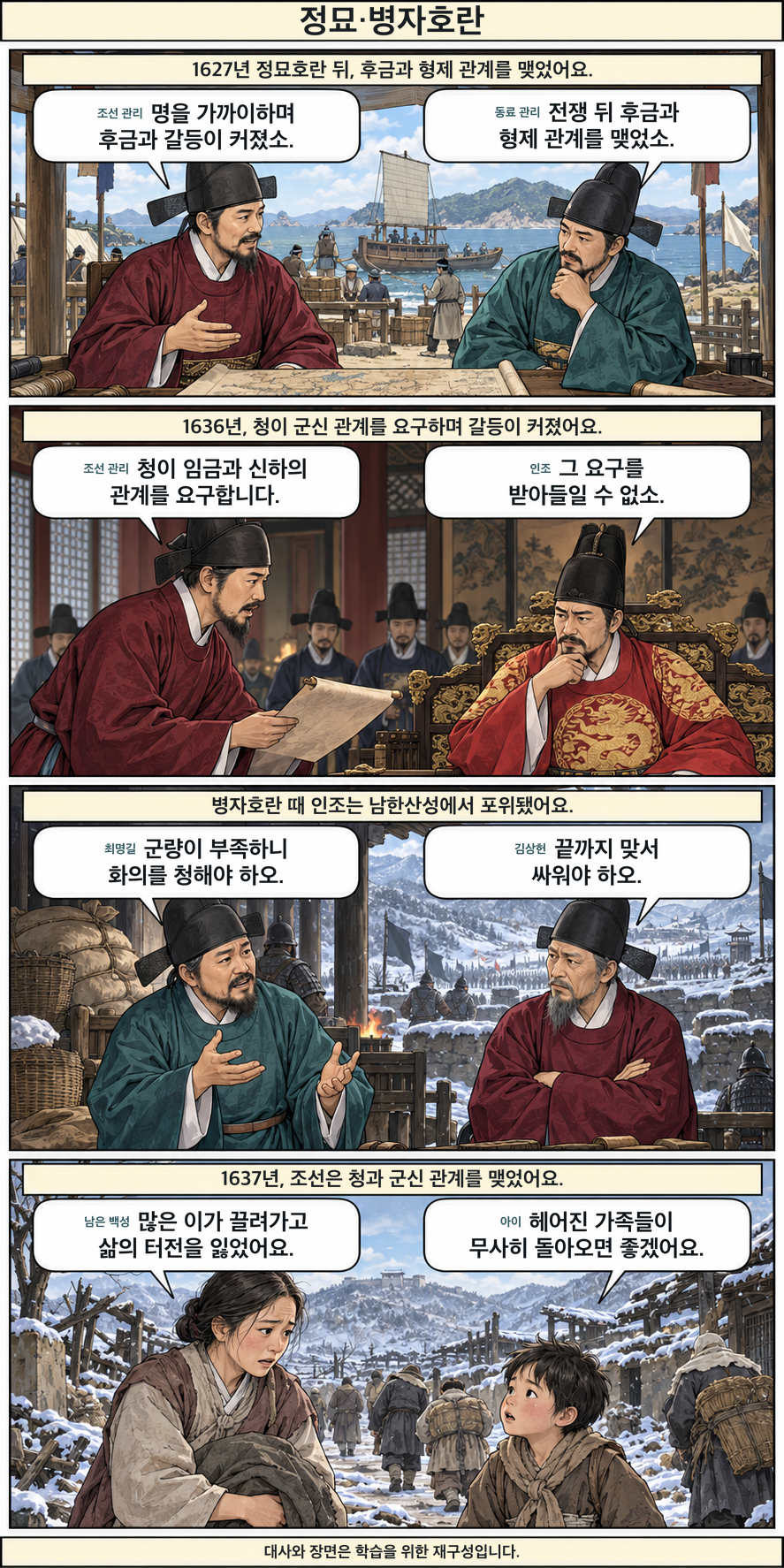 정묘·병자호란 4컷 학습만화