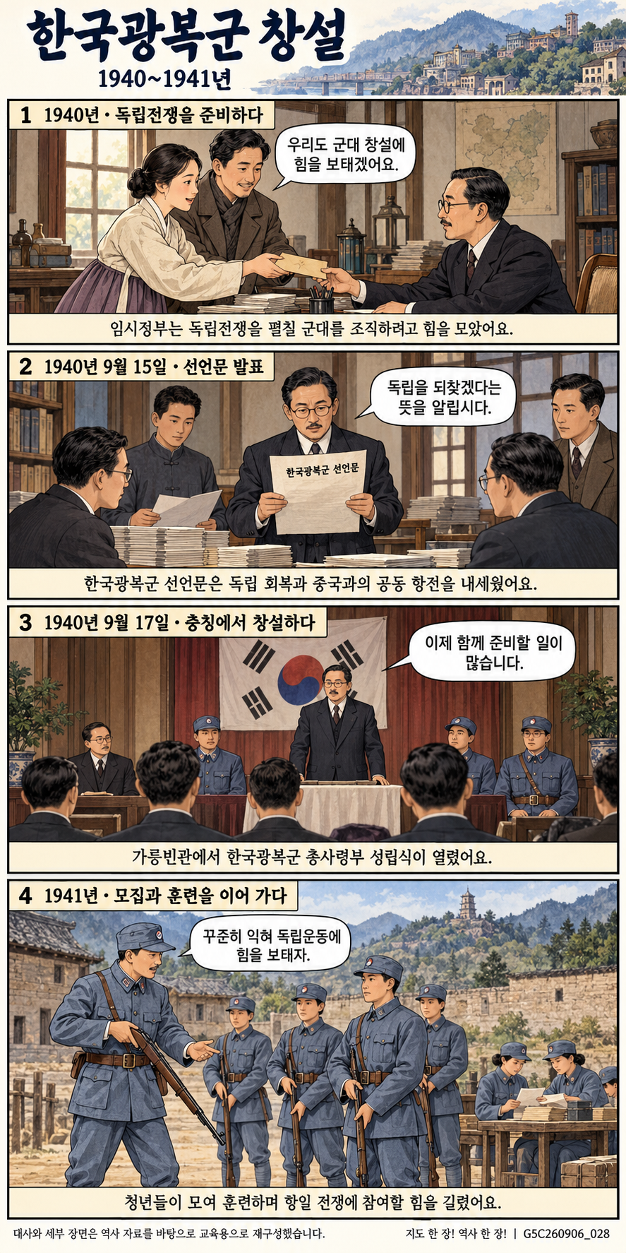 한국광복군 창설 4컷 학습만화