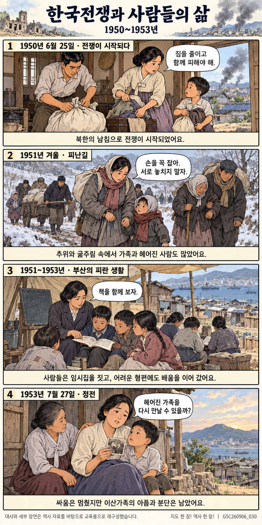 한국전쟁과 사람들의 삶 4컷 학습만화