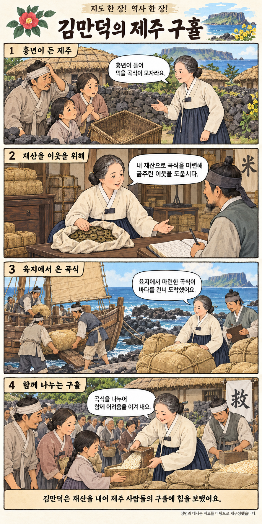 김만덕의 제주 구휼 4컷 학습만화
