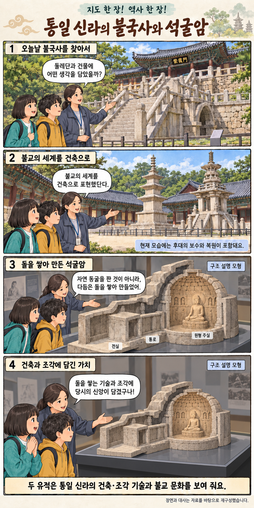 통일 신라의 불국사와 석굴암 4컷 학습만화