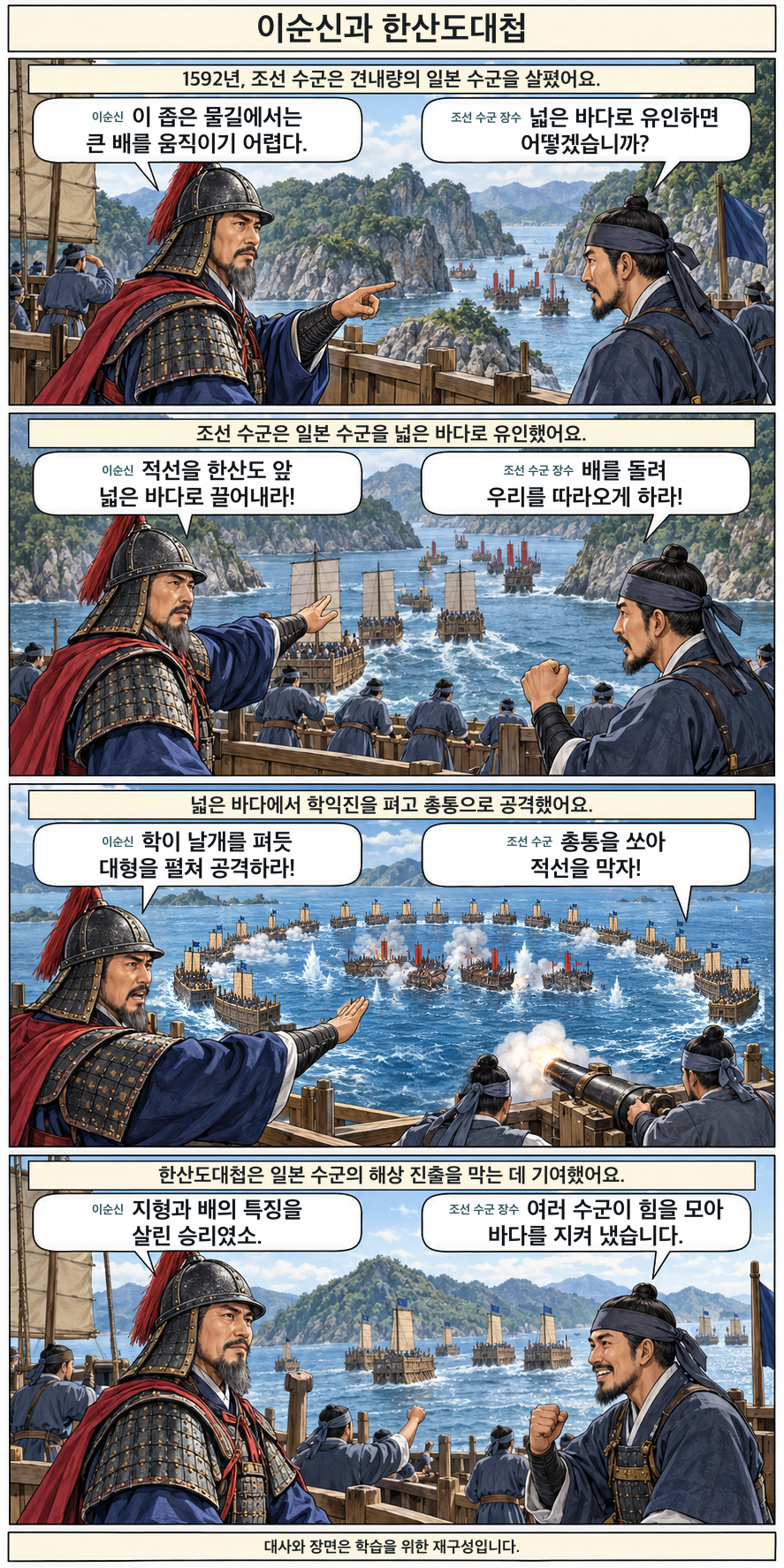 이순신과 한산도대첩 4컷 학습만화