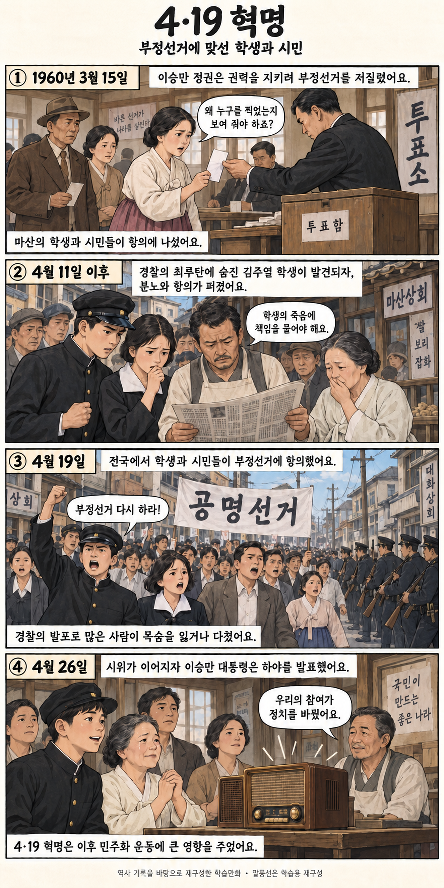 4·19 혁명 4컷 학습만화