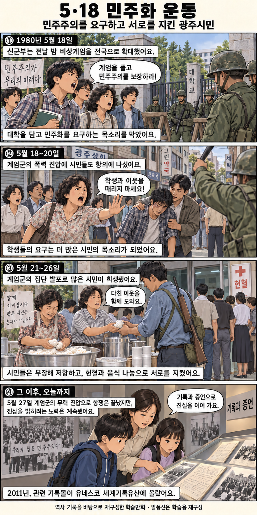 5·18 민주화 운동 4컷 학습만화