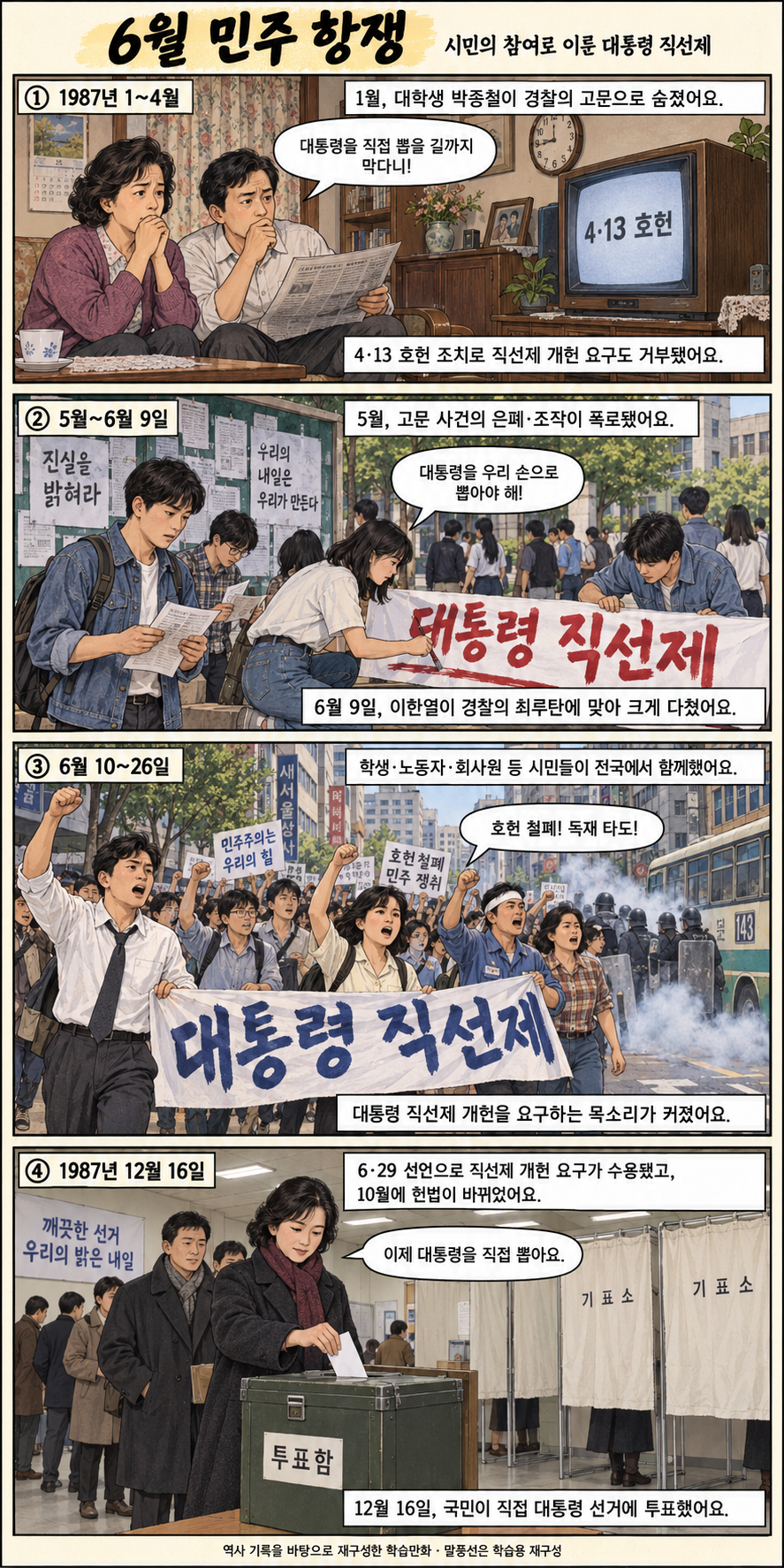 6월 민주 항쟁 4컷 학습만화